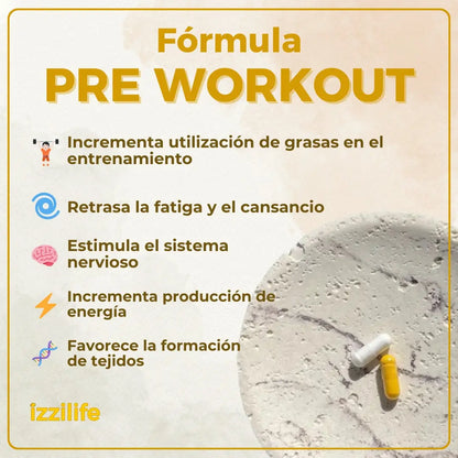 Información sobre el beneficio del suplemento Formula Pre Workout preworkout Izzilife easy life izilife isilife issilife