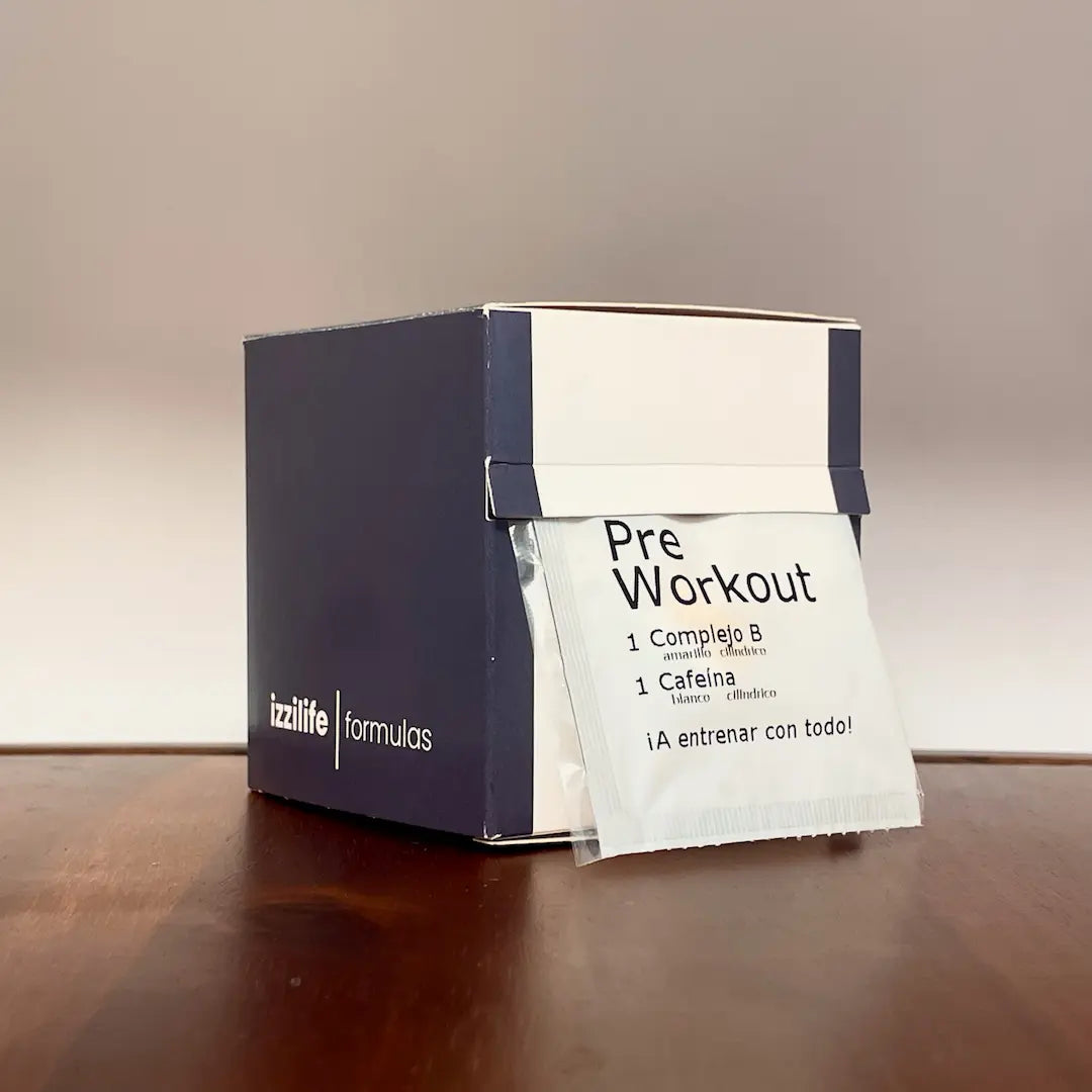 Fotografía de una caja de suplemento Formula Pre Workout preworkout Izzilife easy life izilife isilife issilife